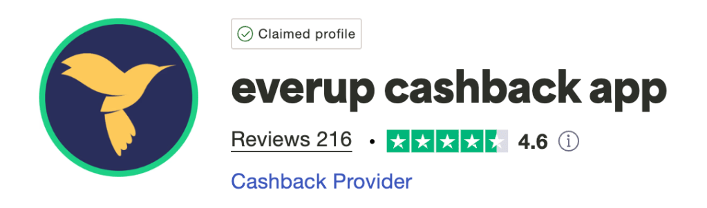 everup cashback app has a 4.6 out of 5 rating on Trustpilot and 216 reviews.