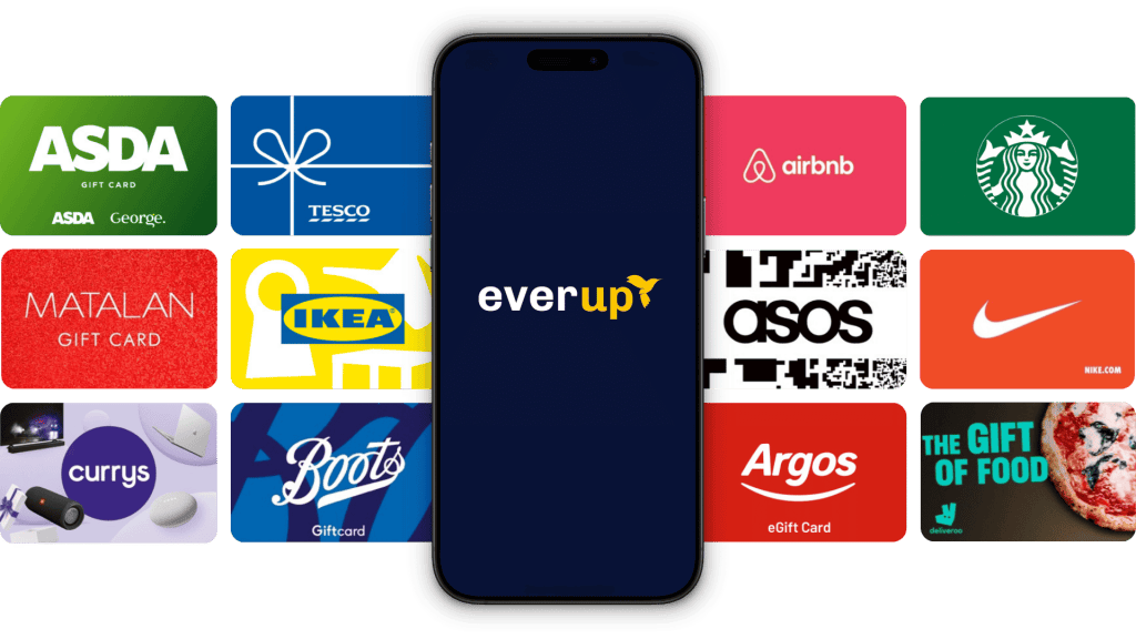 Earn up to 20% instant cashback when shopping with gift cards bought inside the free everup cashback app!